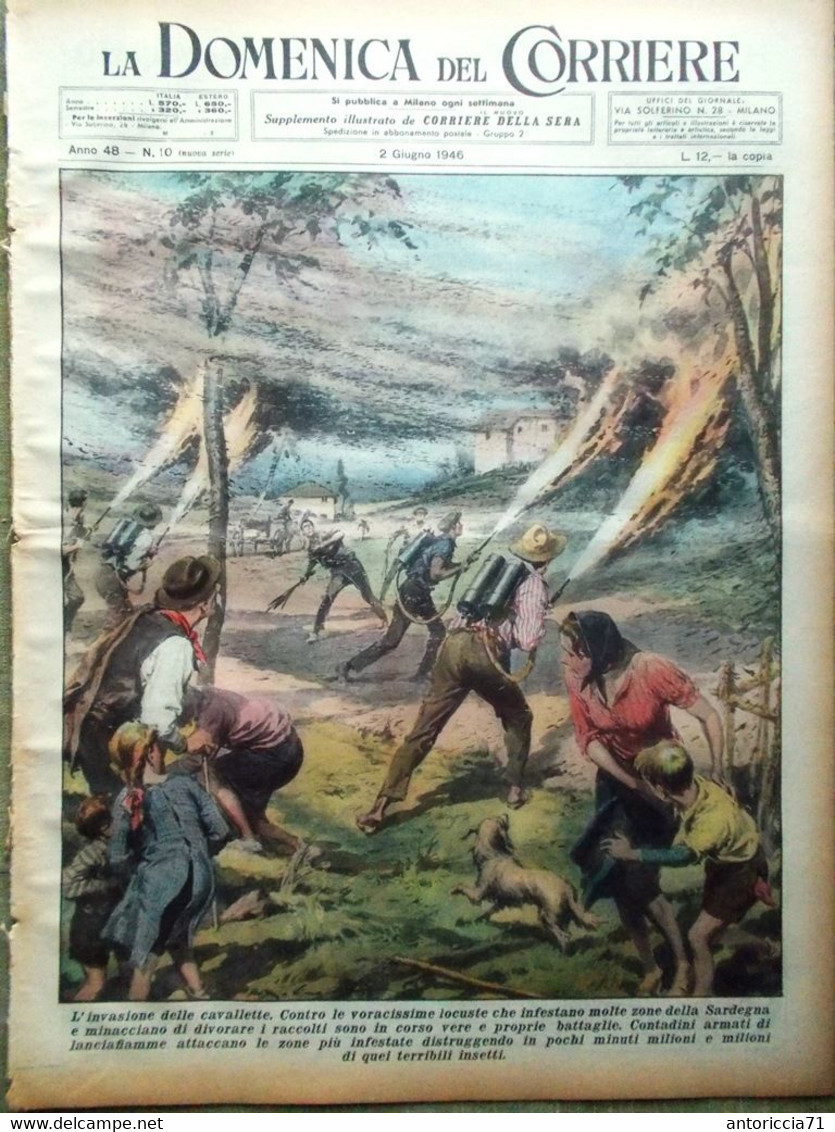 La Domenica Del Corriere 2 Giugno 1946 Cavallette Sardegna Costituente Petrolio - Sonstige & Ohne Zuordnung