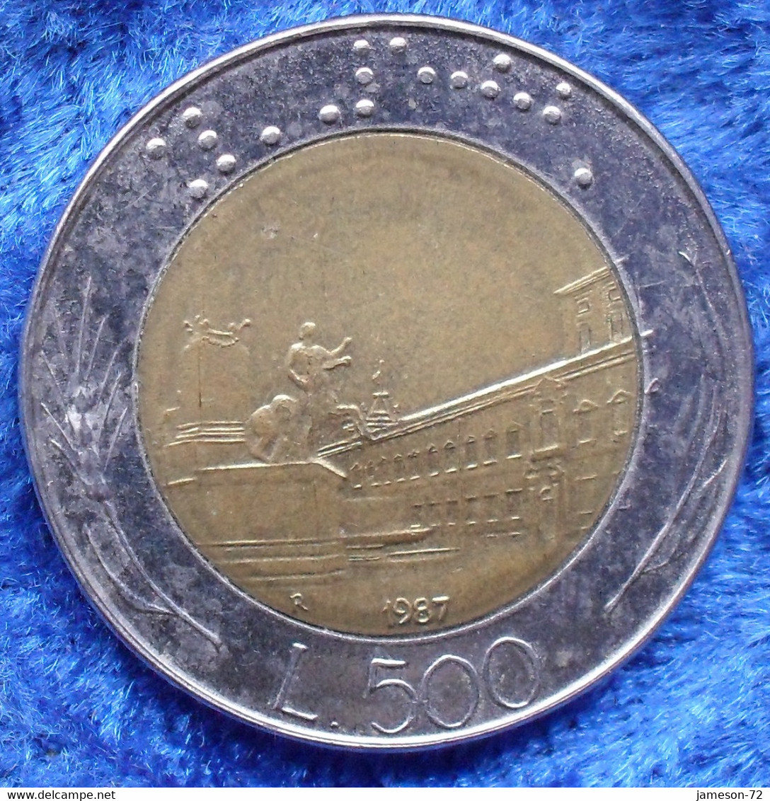 ITALY - 500 Lire 1987 R KM# 111 Bi-metallic - Edelweiss Coins - Otros & Sin Clasificación