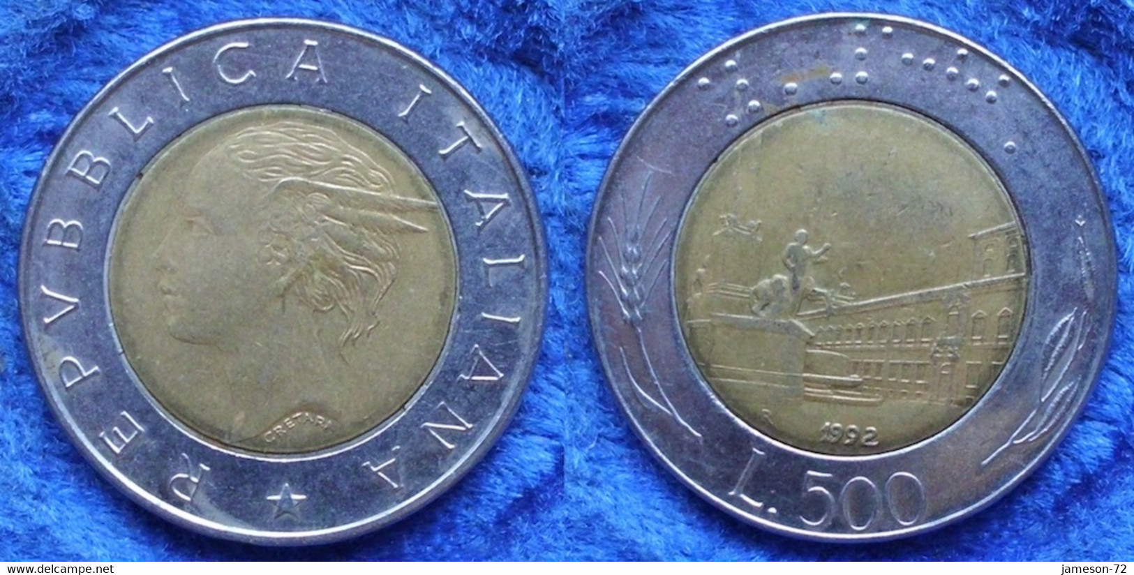 ITALY - 500 Lire 1992 R Piazza Del Quirinale KM# 111 Bi-metallic - Edelweiss Coins - Autres & Non Classés