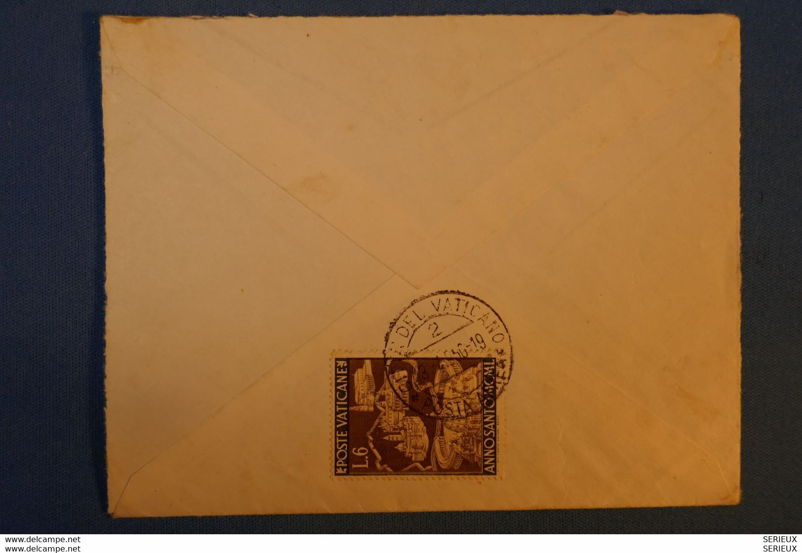 G1 VATICAN BELLE LETTRE RARE 1950 PAR AVION ROMA POUR DAKAR +T P AU VERSO AFFRANCHISSEMENT PLAISANT - Cartas & Documentos