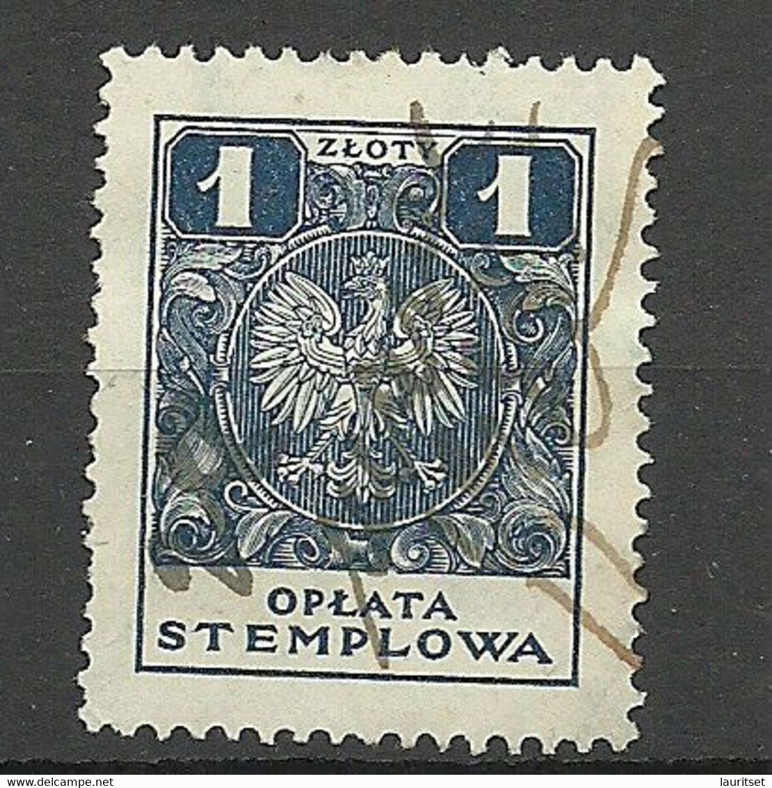POLEN Poland Documentary Tax Oplata Stemplowa Stempelmarke 1 Zl. O - Revenue Stamps