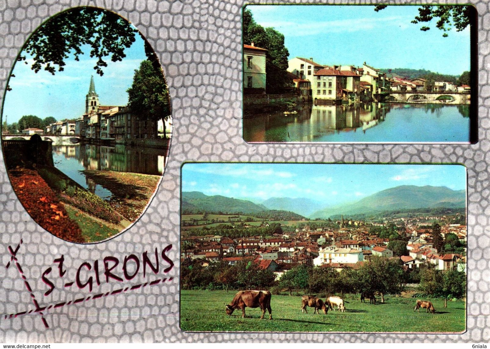 5120 Carte Postale  SAINT GIRONS Vue Générale, Les Bords Du Salat, L'Eglise    09 Ariège ( Vaches) - Saint Girons