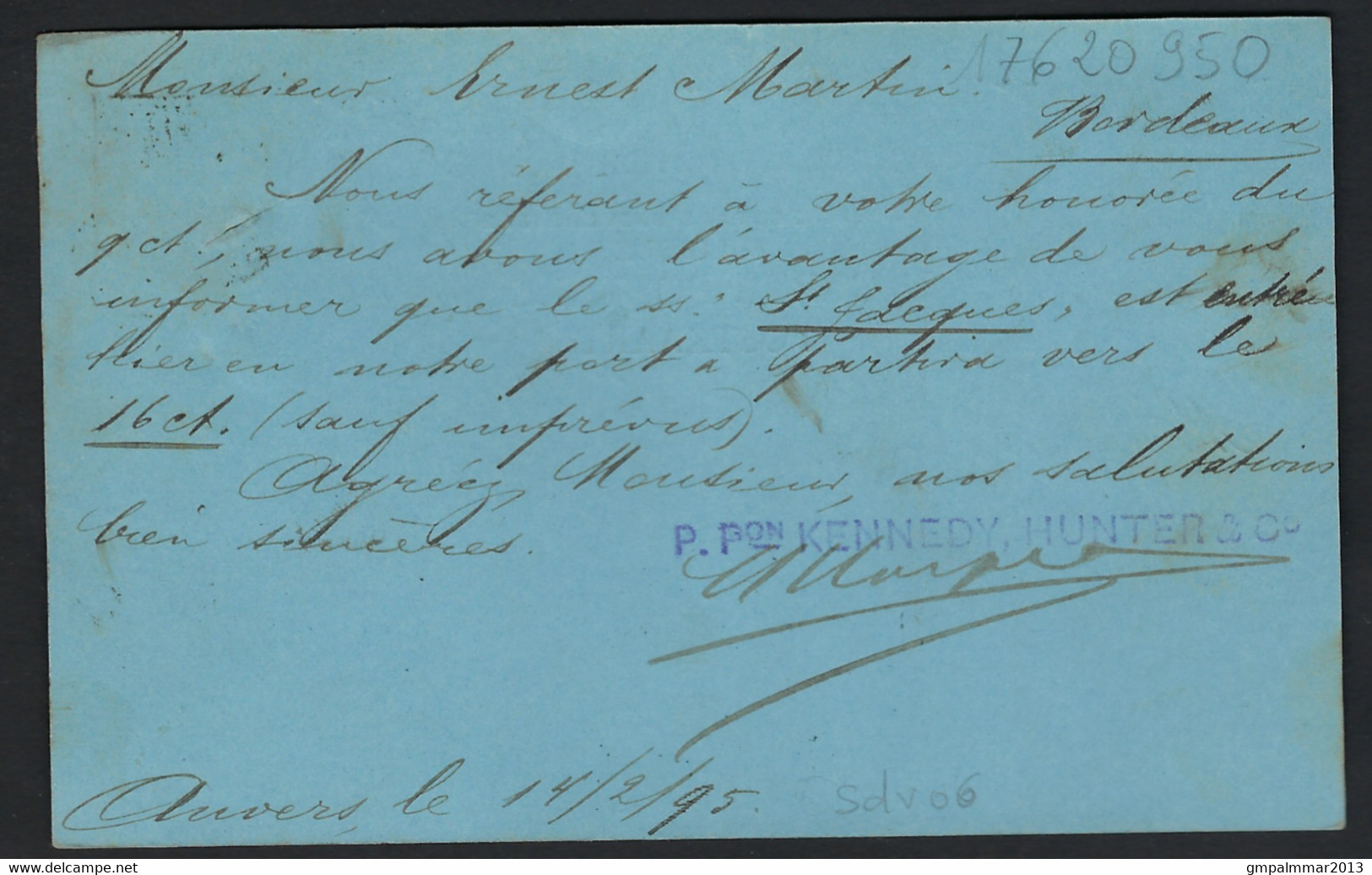 Postkaart Met Nr. 57 PERFO / PERFIN - KH / & C° Kennedy Hunter & C° - Courtiers De Navires - ANVERS ; Zie 3 Scans ! - 1863-09