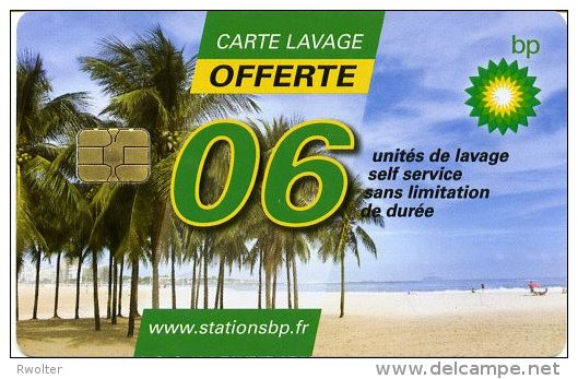 @+ Carte De Lavage BP  France - 6 UNITES - Plage Du Brésil (offerte) - Lavage Auto
