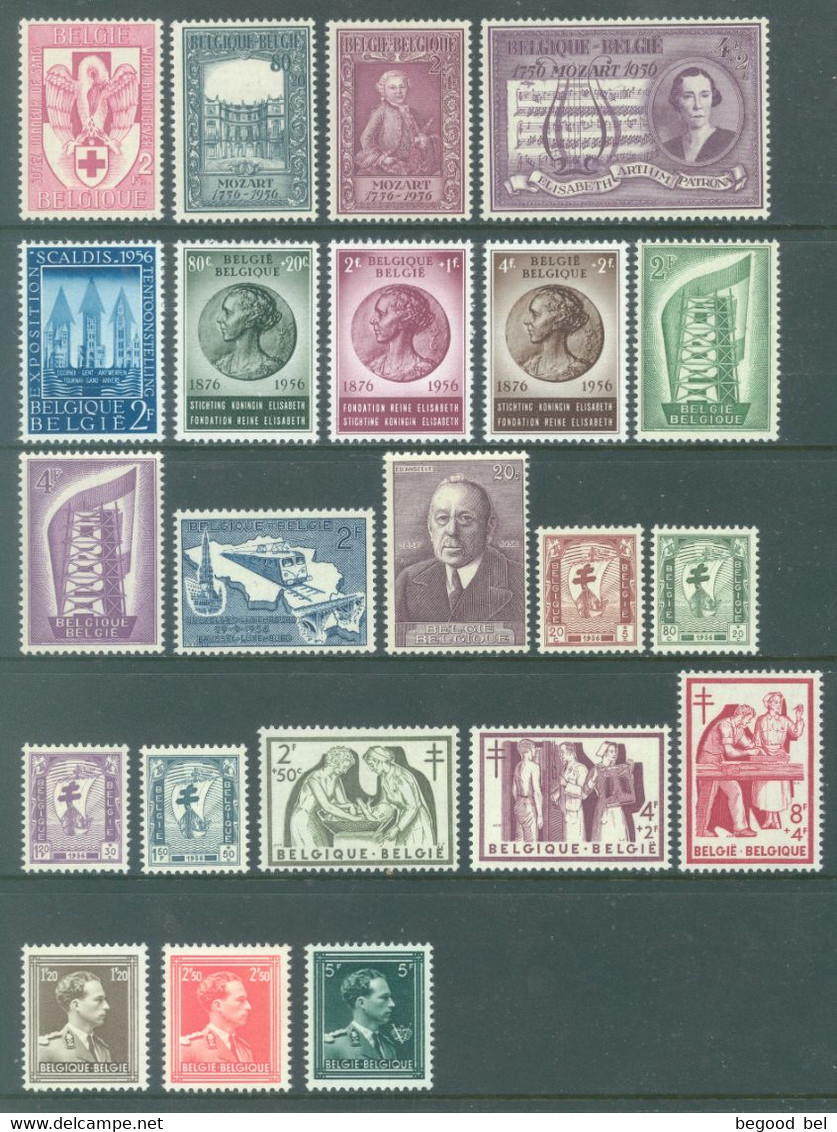 BELGIQUE - 1956 - MNH/*** LUXE - YEAR COMPLETE - COB 986-1007 - Lot 22931 - QUOTE 353.50 EUR - Années Complètes