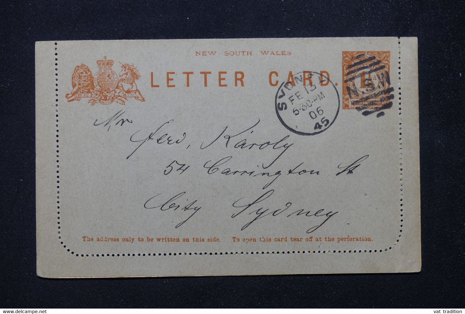 NEW SOUTH WALES - Entier Postal ( Carte Lettre ) De Sydney Pour Sydney En 1906 - L 80568 - Lettres & Documents