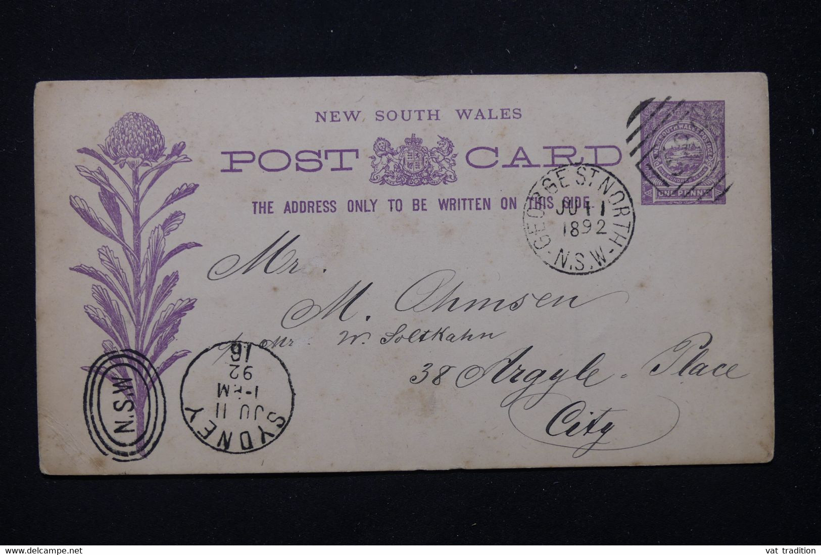 NEW SOUTH WALES - Entier Postal Illustré ( Fleur ) De George St North Pour Sydney En 1892 - L 80569 - Covers & Documents