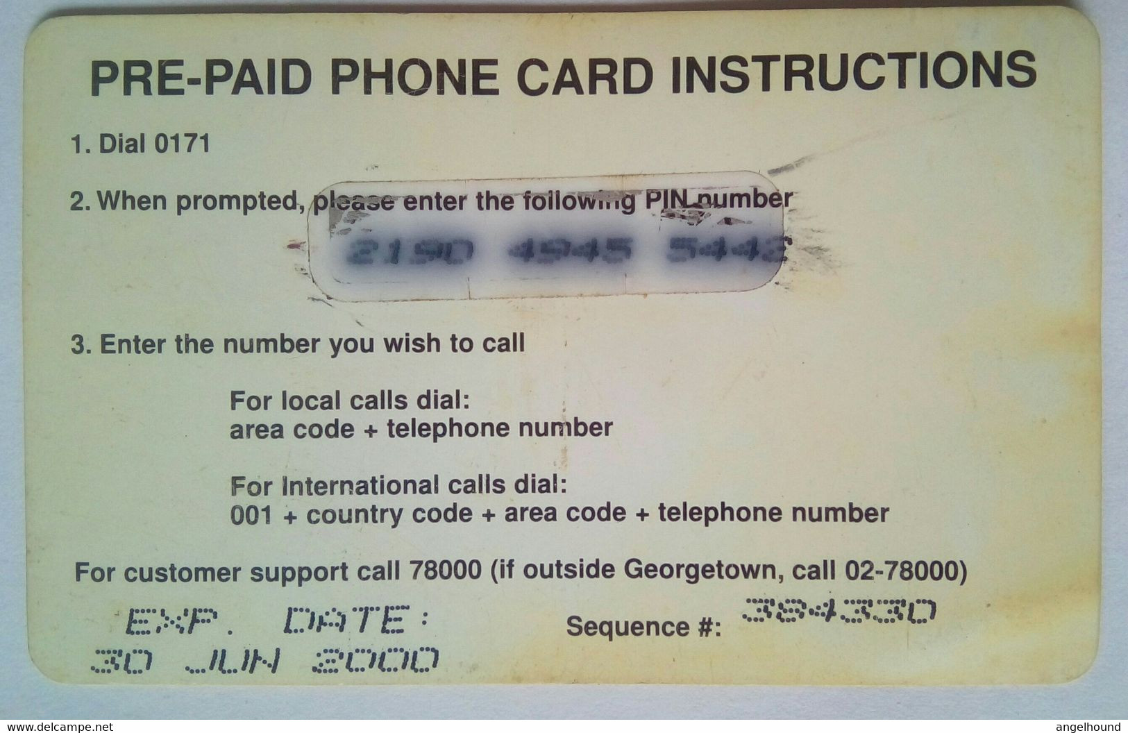 Guyana $ 1000 Thin Card Exp. Date June 30,2000 - Guyana