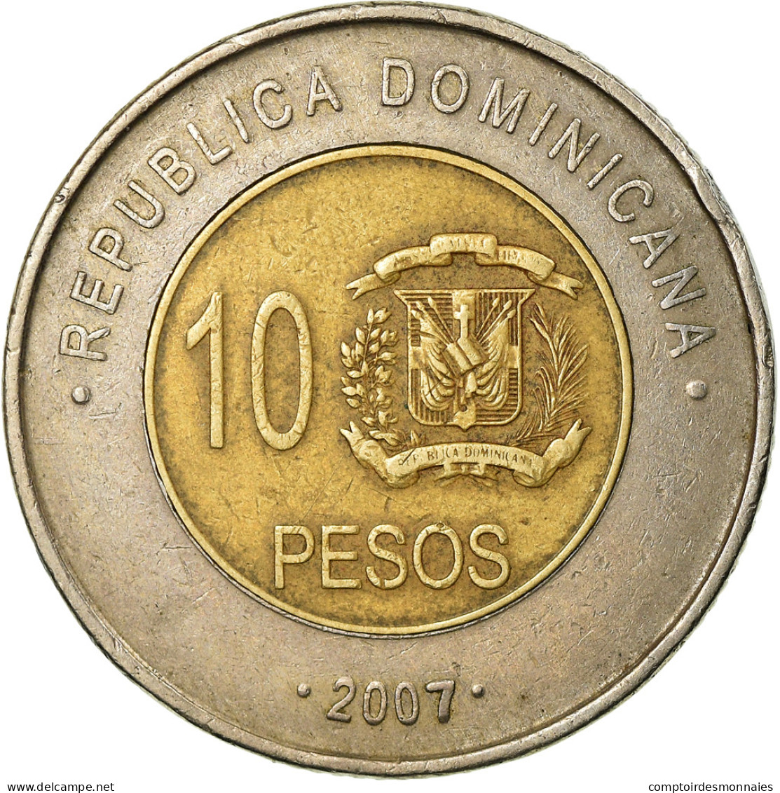 Monnaie, Dominican Republic, 10 Pesos, 2007, TTB, Bi-Metallic, KM:106 - Dominikanische Rep.