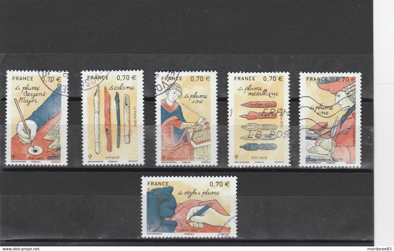 FRANCE 2016 ISSU DU BLOC LES PLUMES D ECRITURE YT 5098 A 5103 - OBLITERE - Used Stamps