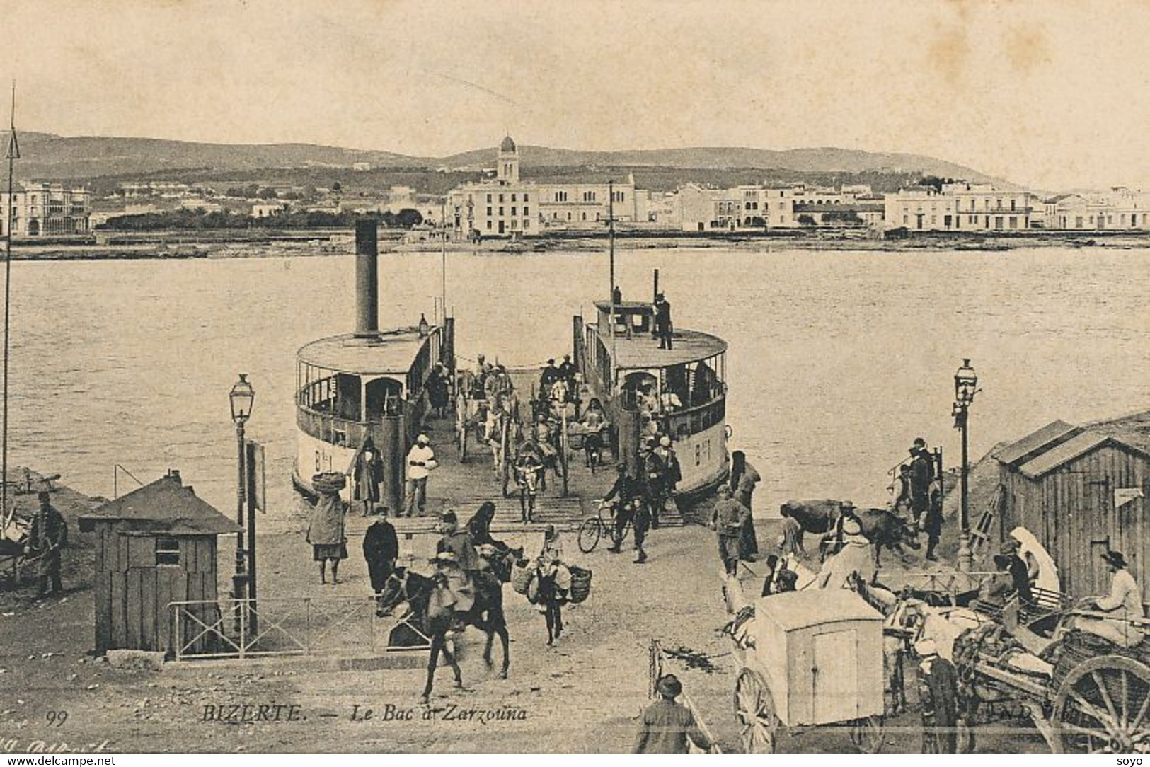 Ferry Boat Floating Bridge Bizerte Vue De Zarzouna Tunisie  Ferry. Bac - Ferries