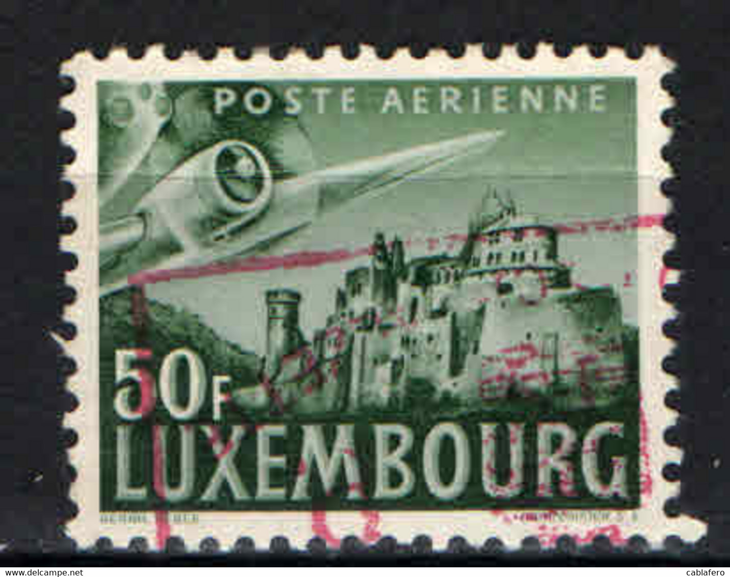 LUSSEMBURGO - 1946 - AEREO IN VOLO - 50 F. - USATO - Oblitérés