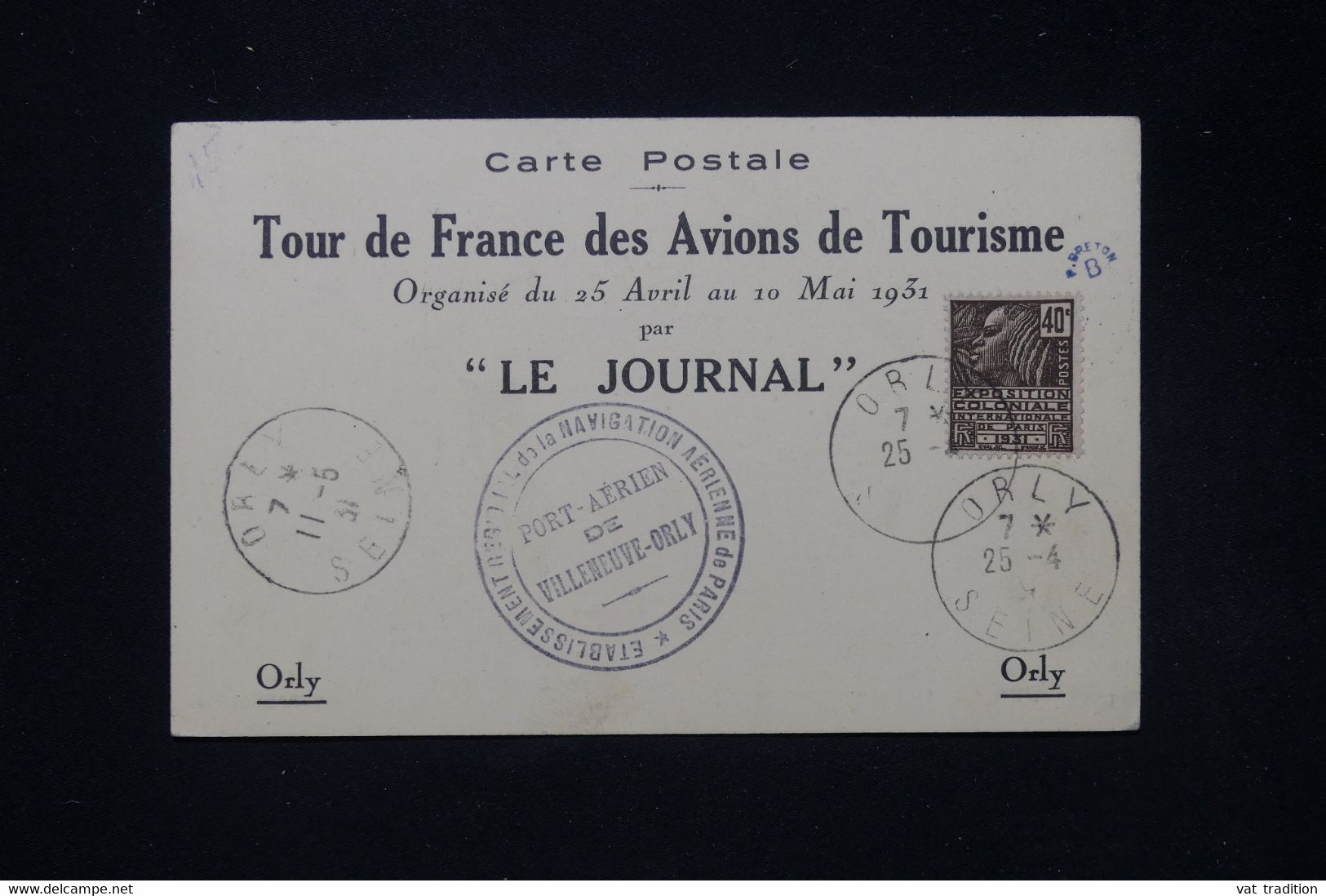 FRANCE - Carte Postale Du Tour De France Des Avions De Tourisme  En 1931 Avec Cachets - L 80662 - 1960-.... Briefe & Dokumente