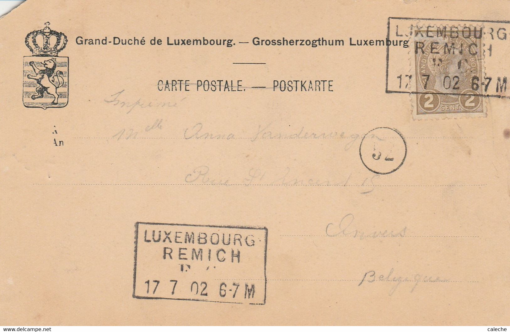 Ambulant Luxembourg- Remich 1902 Sur CP Mondorf -les-Bains - 1895 Adolphe De Profil