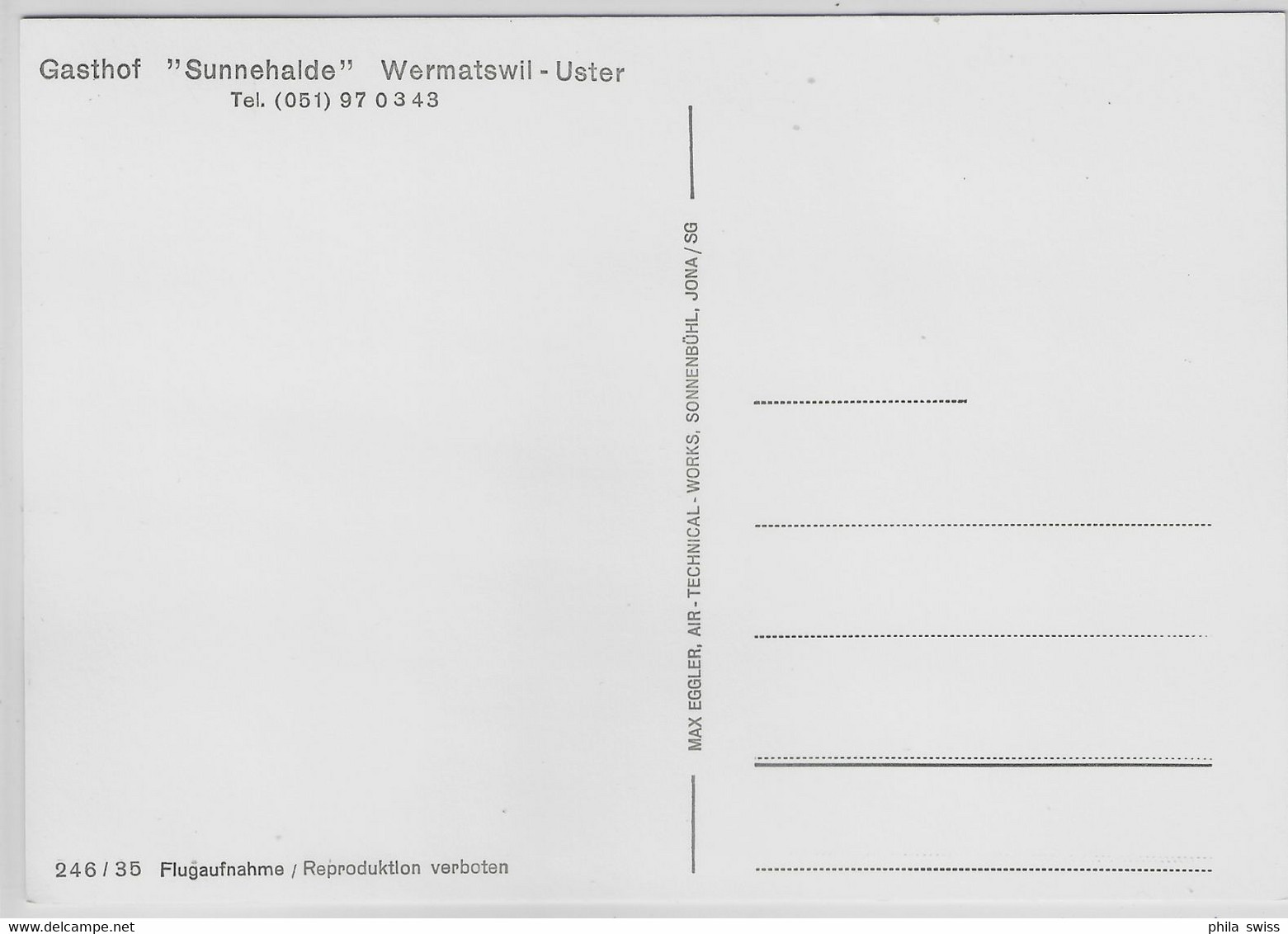 Flugaufnahme Gasthof Sunnehalde Wermatswil-Uster - Uster