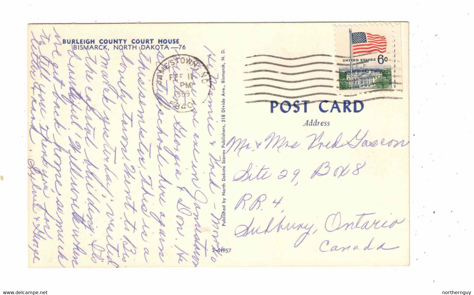 BISMARK, North Dakota, USA, Burleigh County Court House, 1969 Chrome Postcard - Bismark