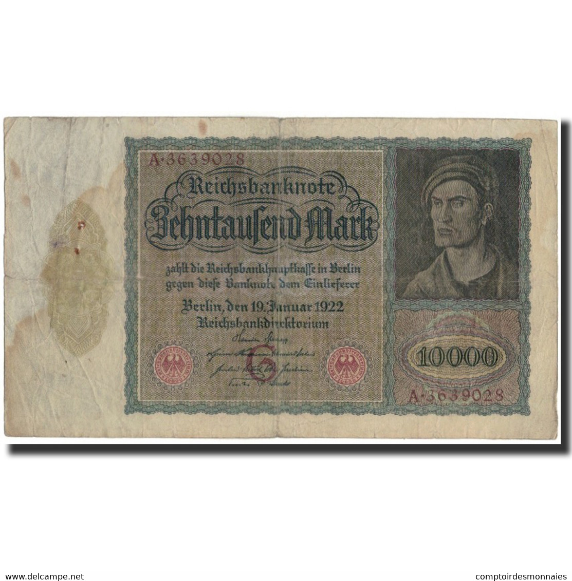 Billet, Allemagne, 10,000 Mark, 1922, KM:70, TB - 10000 Mark