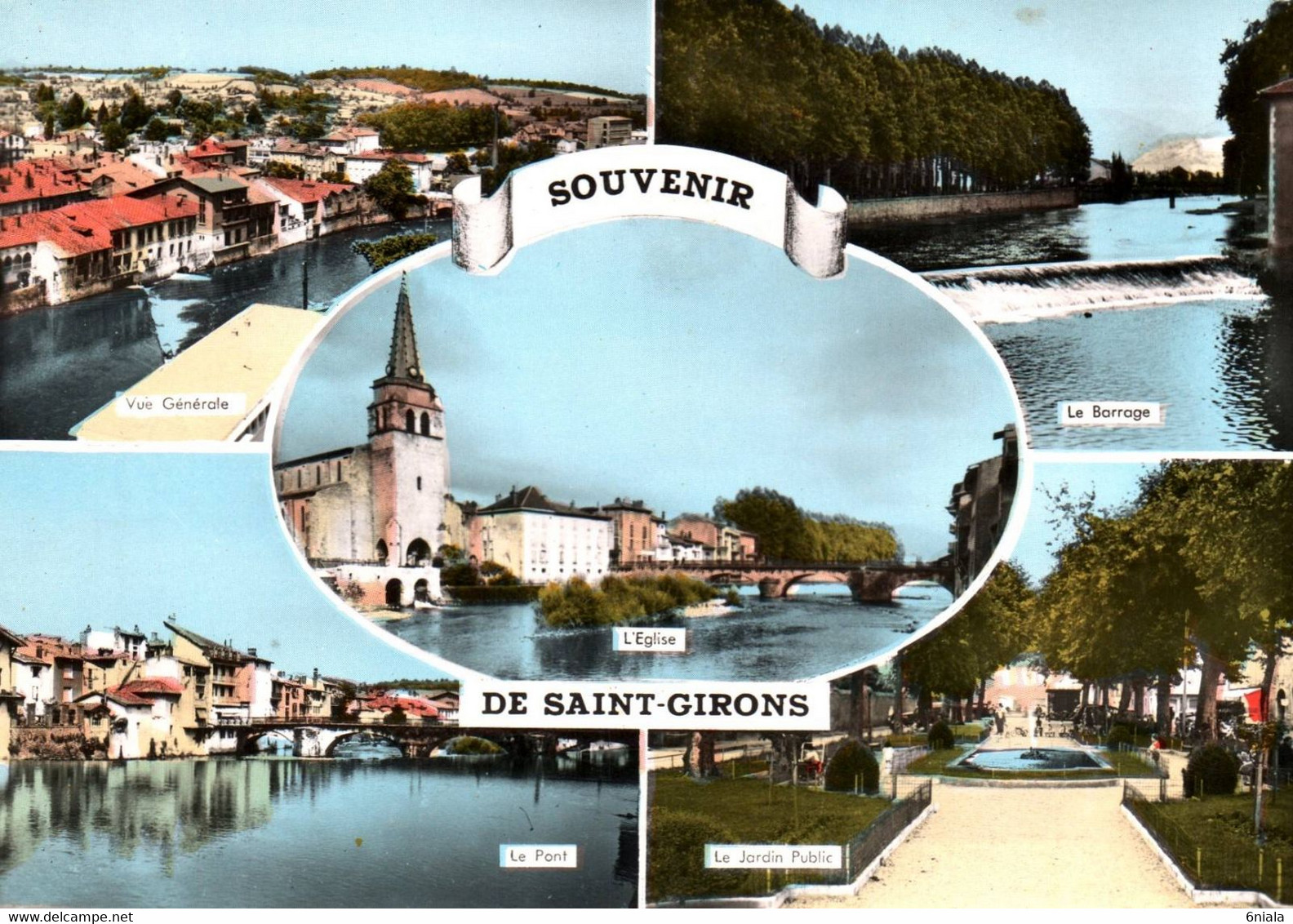 5124 Carte Postale  SAINT GIRONS Vue Générale, Le Pont , Le Barrage, Le Jardin Public     09 Ariège - Saint Girons