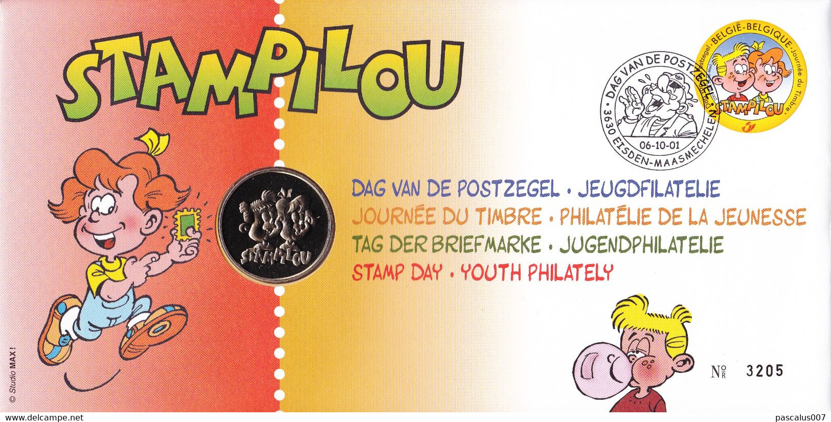 B01-232 3023  BD FDC Numisletter Rare Stam Et Pilou StamPilou 6-10-2001 3630 Eisden-Maasmechelen 20€ - Numisletters