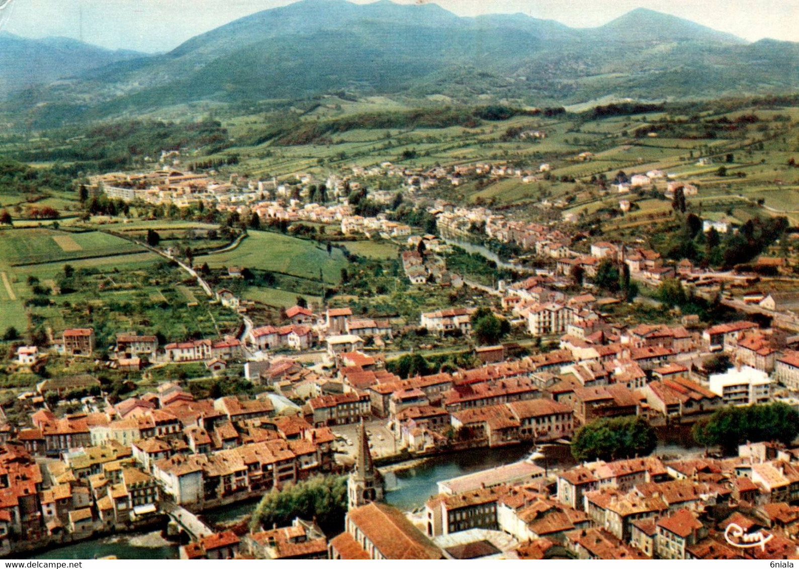 5137 Carte Postale SAINT GIRONS Vue Panoramique  Aérienne De La Ville Et La Vallée 09 Ariège - Saint Girons