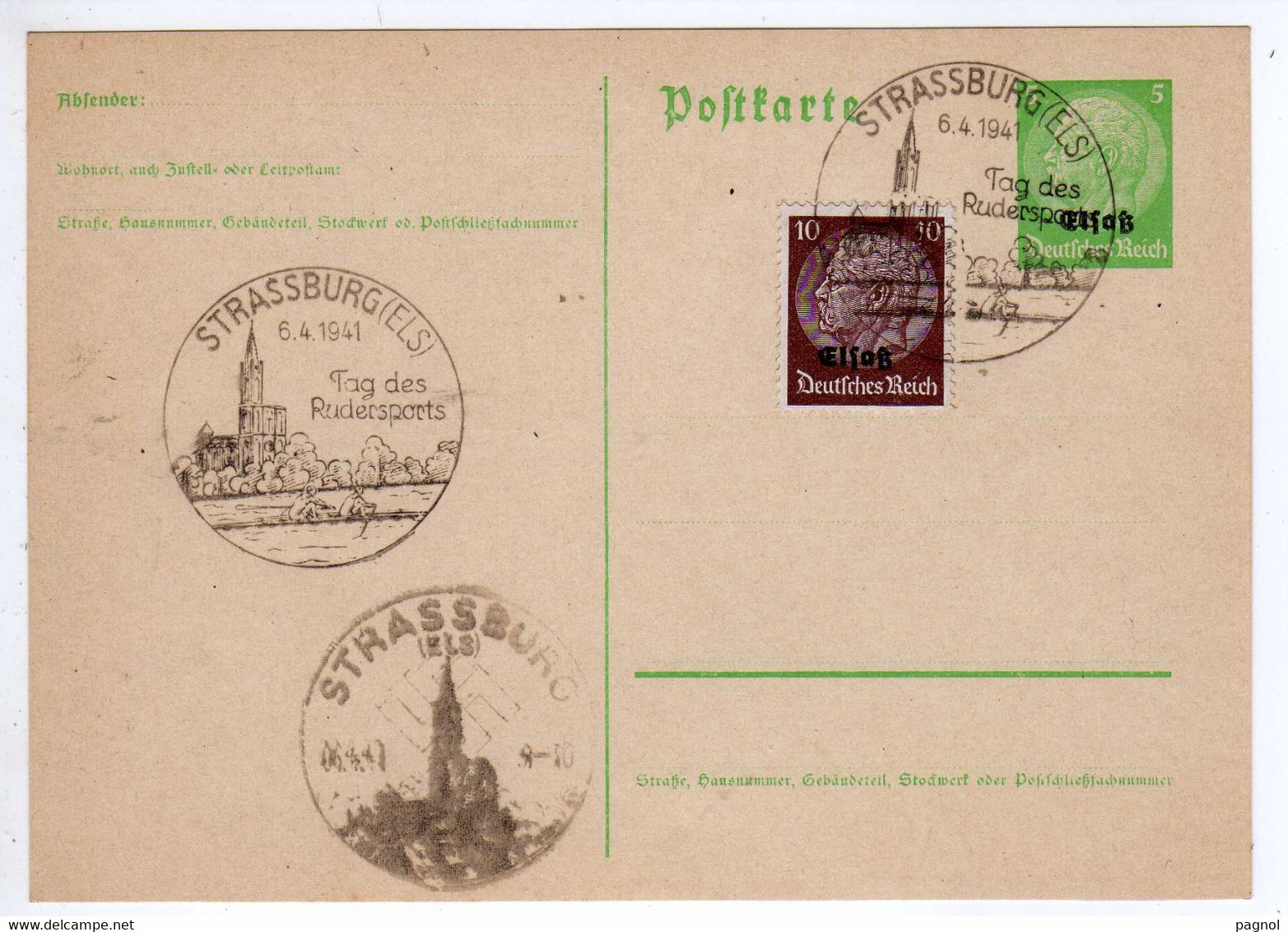 Entiers-Postaux : Guerre 39-45 : Occupation Allemagne : Entiers D'Alle.-surcharge Elsass  No Gue. G1 - Cartes Postales Types Et TSC (avant 1995)