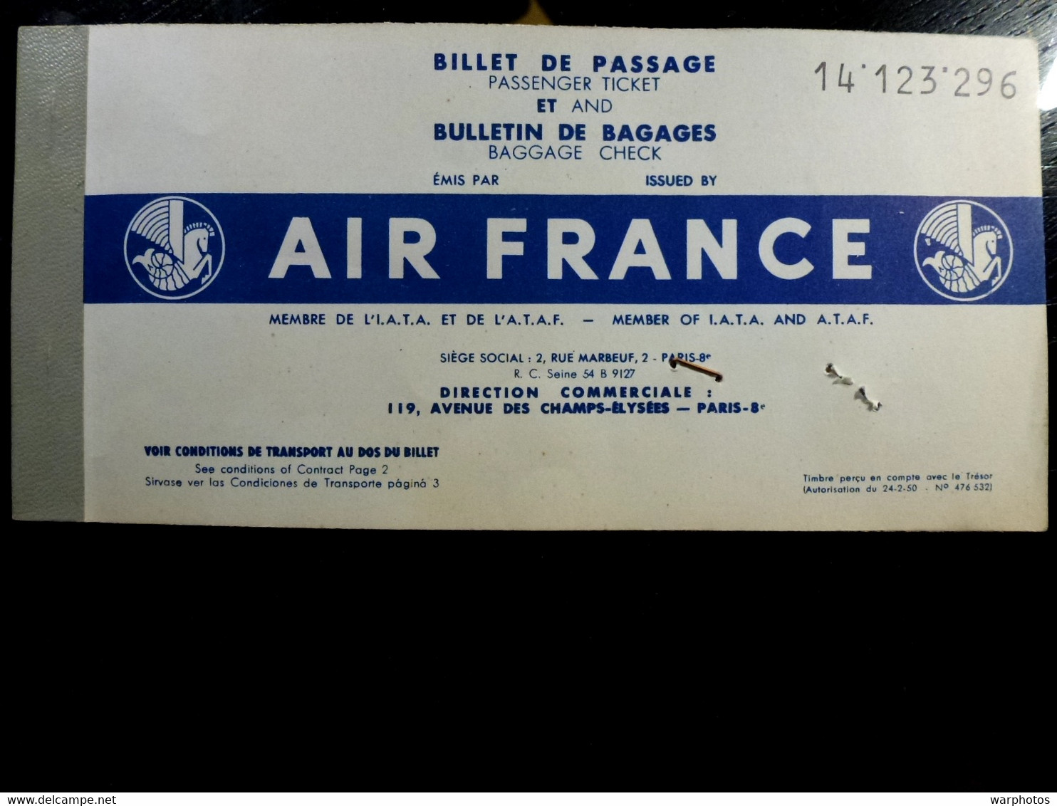 CARTE D'EMBARQUEMENT : 1961 _ AIR FRANCE _ PARIS - NIMES _ Départ ORLY - Bordkarten