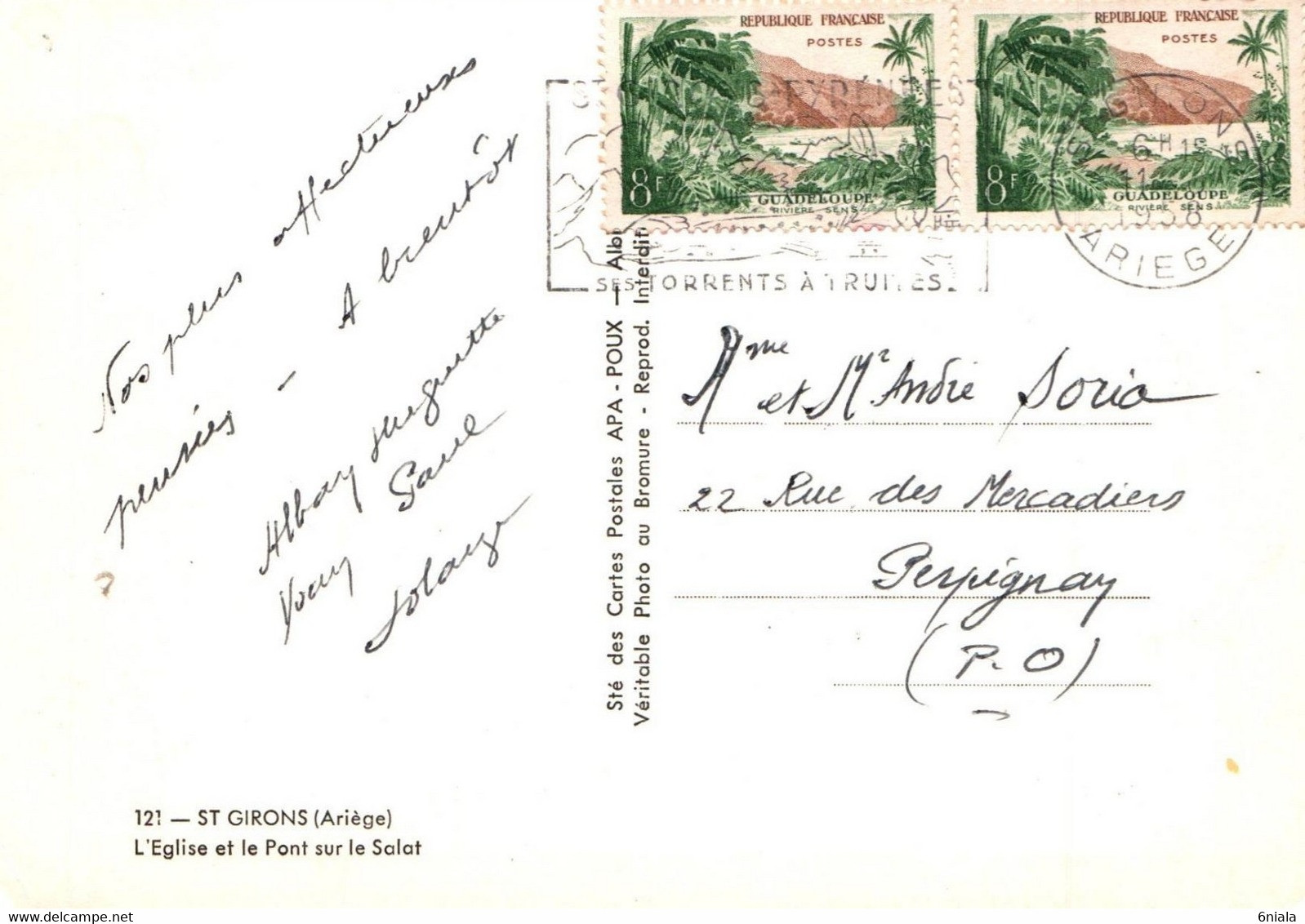 5138 Carte Postale SAINT GIRONS L'Eglise Et Le Pont Sur Le Salat    09 Ariège  (couleur) - Saint Girons