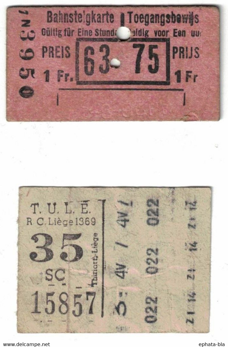 Tram, Vicinaux ? Lot De 2 Billets. Liège Et à Déterminer - Europe