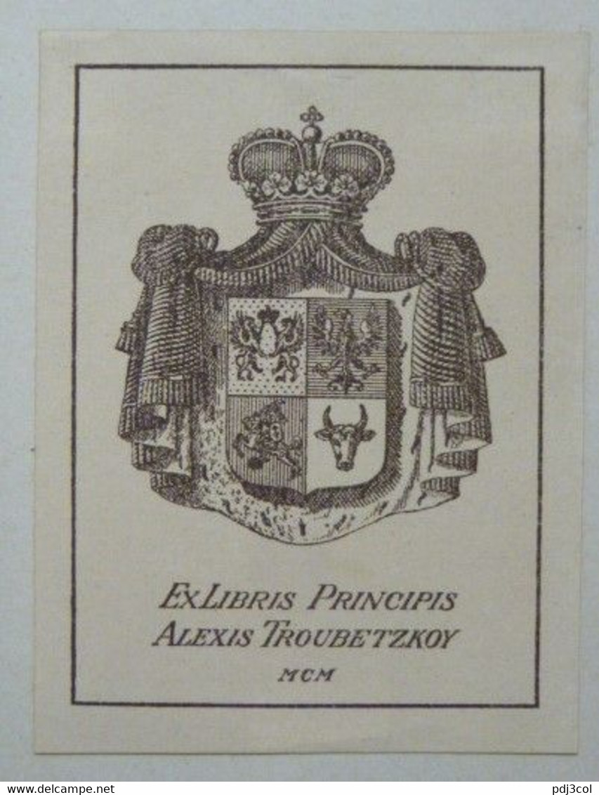 Ex-libris Héraldique Illustré 1900  - Russie ? - ALEXIS TROUBETZKOY - Ex-Libris