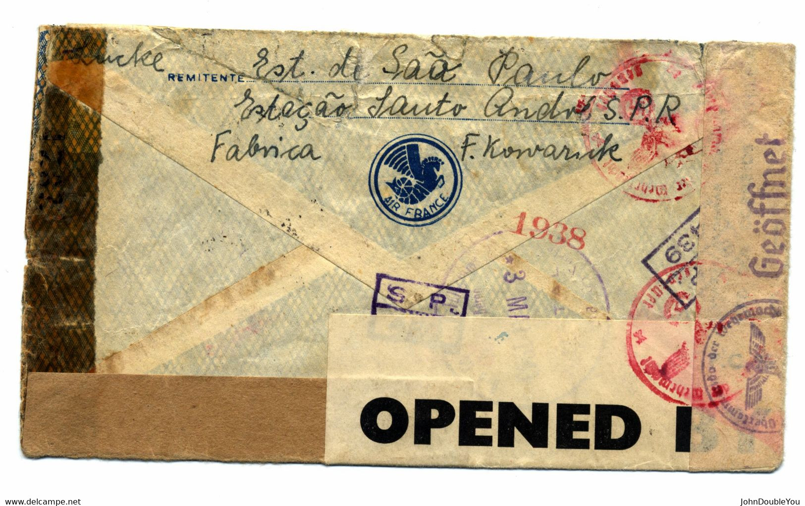 Luchtpost Brief Brazilië - Airmail Letter Brasil - Carta De Correio Aéreo 1943 - Storia Postale