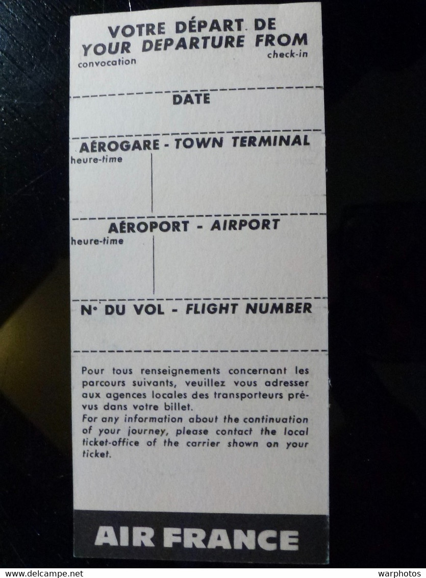 TICKET _ AIR FRANCE _ ORLY SUD _ VOL AF 2565 _ VINTAGE - Carte D'imbarco