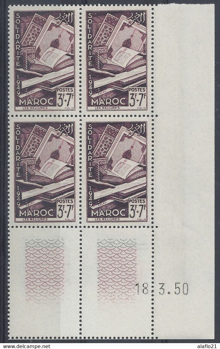 MAROC N° 290 - SOLIDARITE - Bloc De 4 COIN DATE - NEUF SANS CHARNIERE - 18/3/50 - 1950-1959