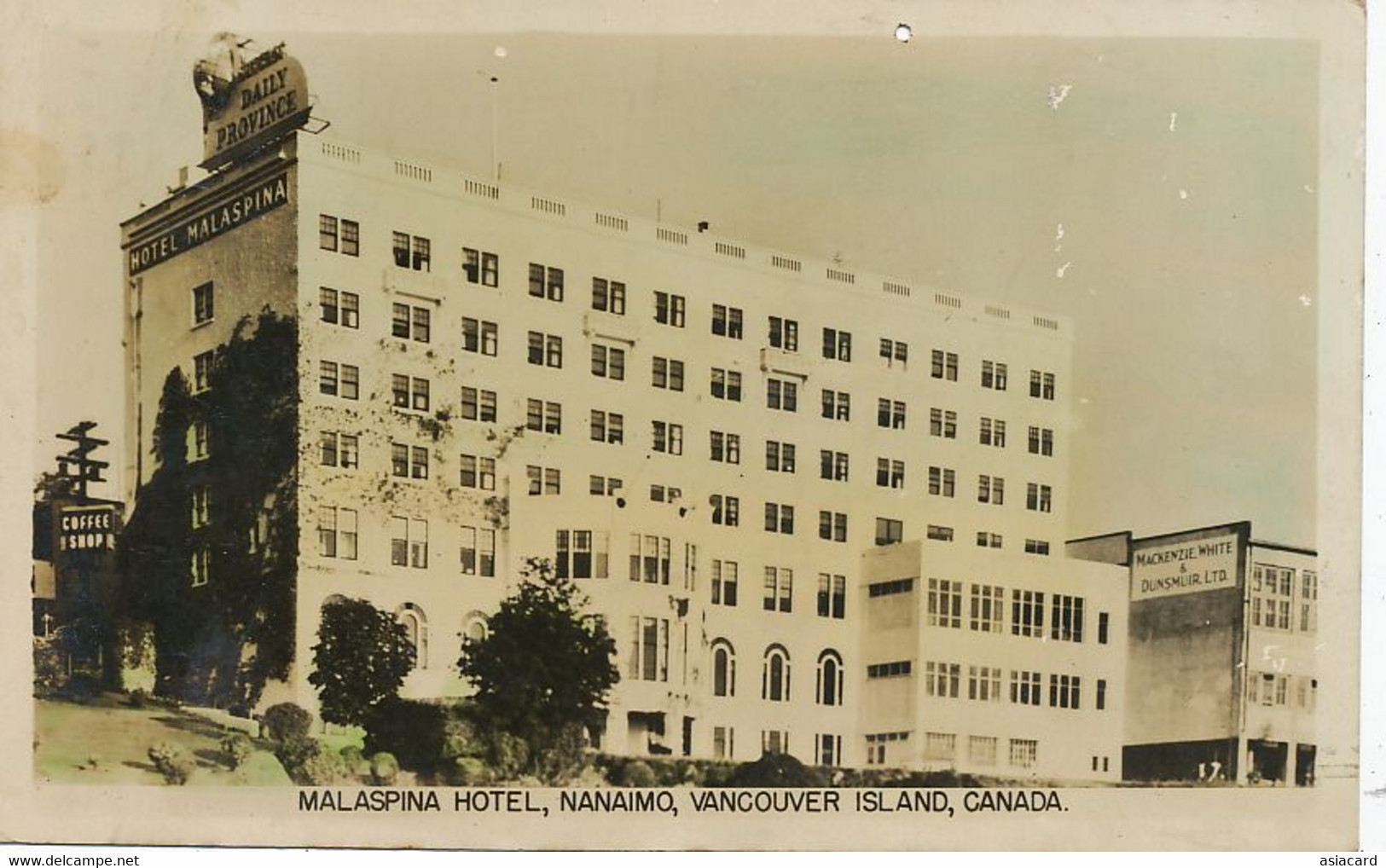 Real Photo Nanaimo, Malaspina Hotel, Vancouver Island  . P. Used 1953 Air Mail To Cuba - Nanaimo