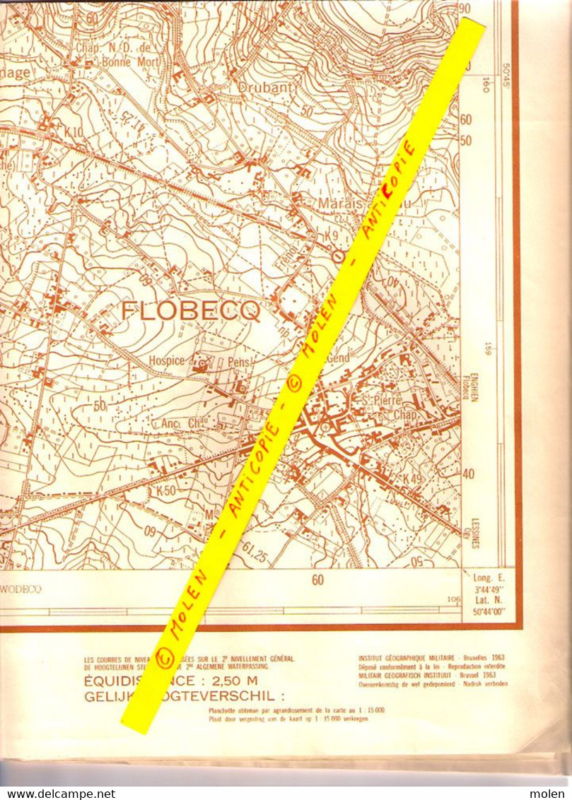 ©1952 STAFKAART * CARTE D ETAT MAJOR FLOBECQ MAARKE-KERKEM SCHORISSE ZEGELSEM ELLEZELLES MAARKEDAAL BRAKEL RONSE S256