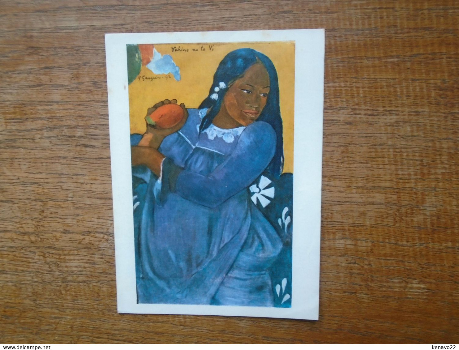 Petite Carte De Voeux De Polynésie " Ia Orana I Te Matahiti Api " Gauguin Vahiné , Femme Au Mango , Peinture De 1892 - Polinesia Francesa