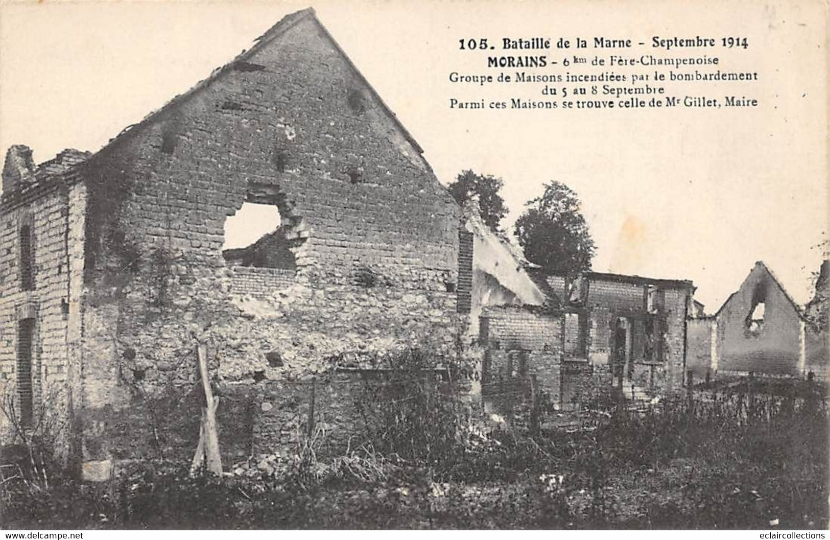 Morains     51     Guerre14/18     Groupe De Maisons Incendiées          (voir Scan) - Other & Unclassified
