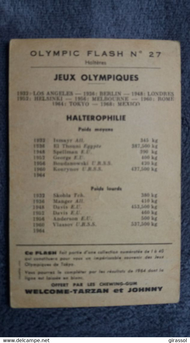 HALTERES HALTEROPHILIE JEUX OLYMPIQUES OLYMPIC FLASH 27 NOMS ET SIGNATURES RECTO VERSO - Gewichtheben