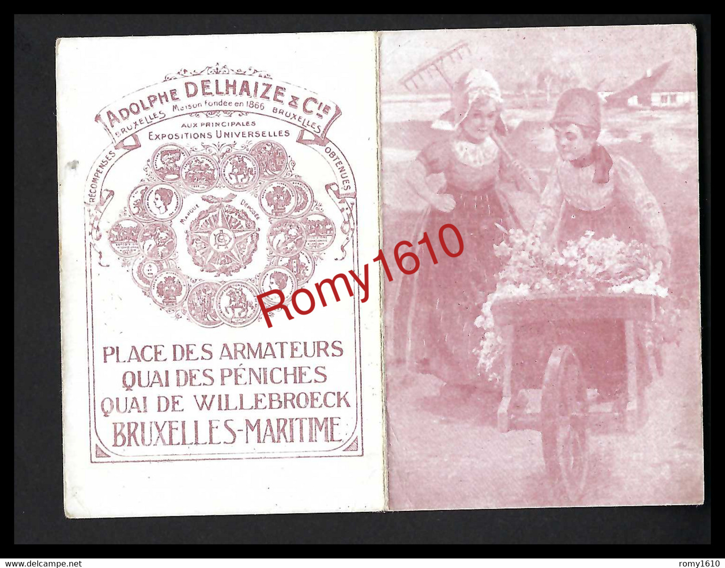 BRUXELLES MARITIME. Petit Calendrier Adolphe Delhaize & Cie, Place Des Armateurs, Quai Des Péniches. 1920. 2 Scans - Maritiem