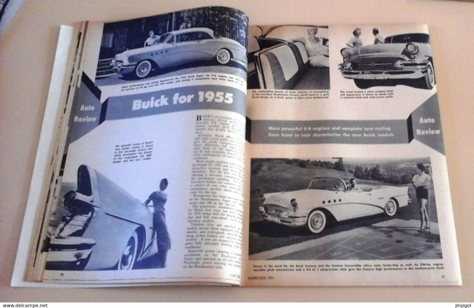 Rare Revue Automobile Américaine Car Life Février 1955 Usines Fiat Mirafiori Turin Nouveautés 55 Ford Cadillac Buick...