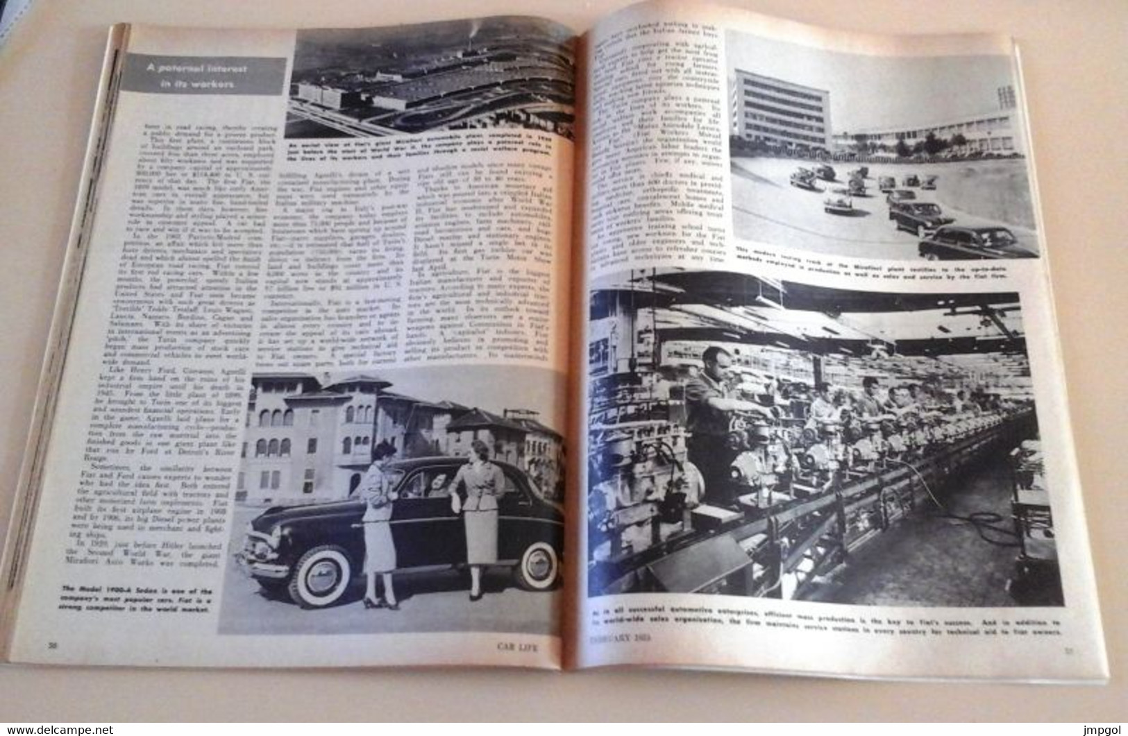 Rare Revue Automobile Américaine Car Life Février 1955 Usines Fiat Mirafiori Turin Nouveautés 55 Ford Cadillac Buick...