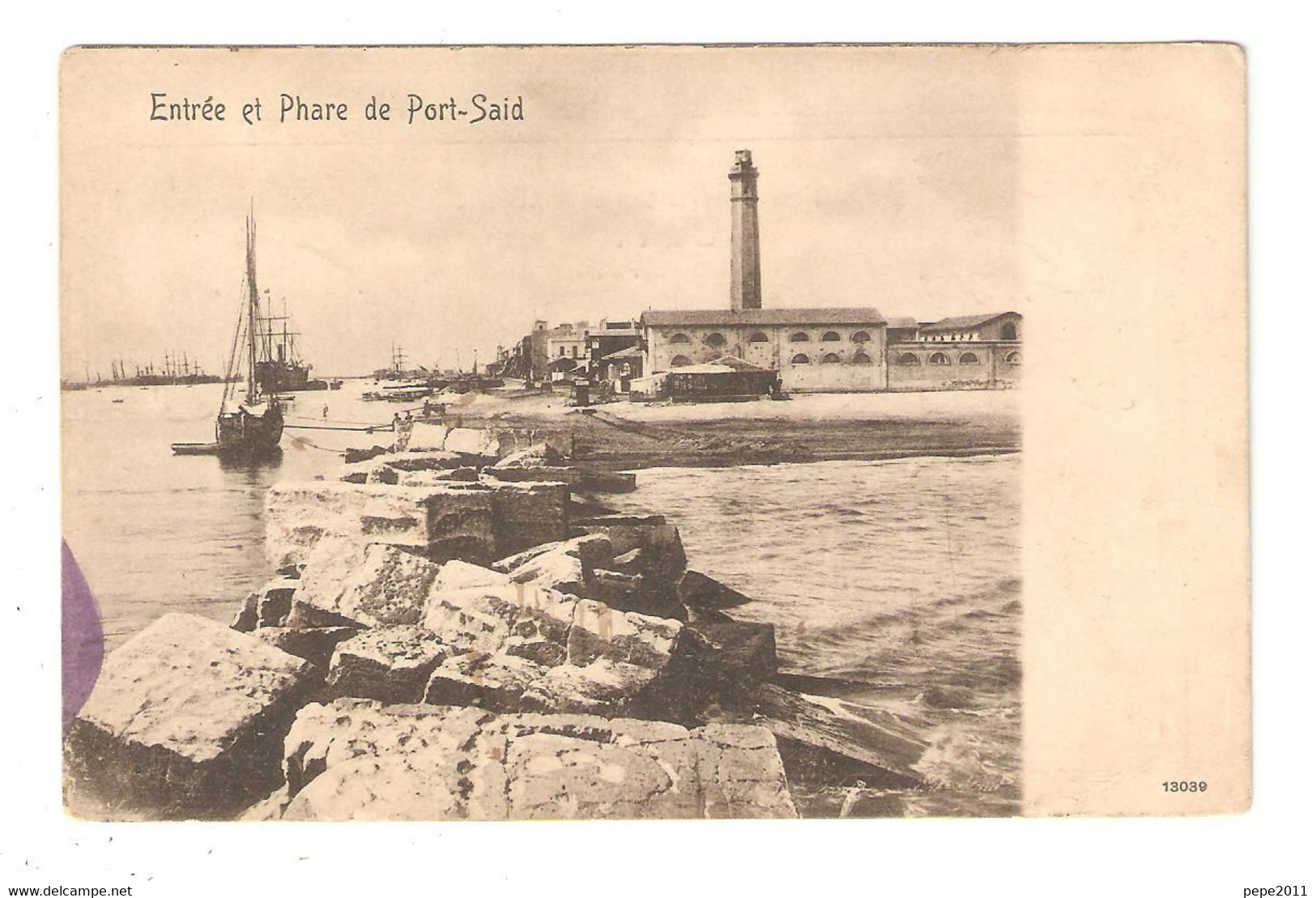 CPA Précurseur  Egypte PORT SAÏD Entrée Et Phare De Port Saïd Bateaux Bâtiments Phare 1903  Peu Commune - Port Said