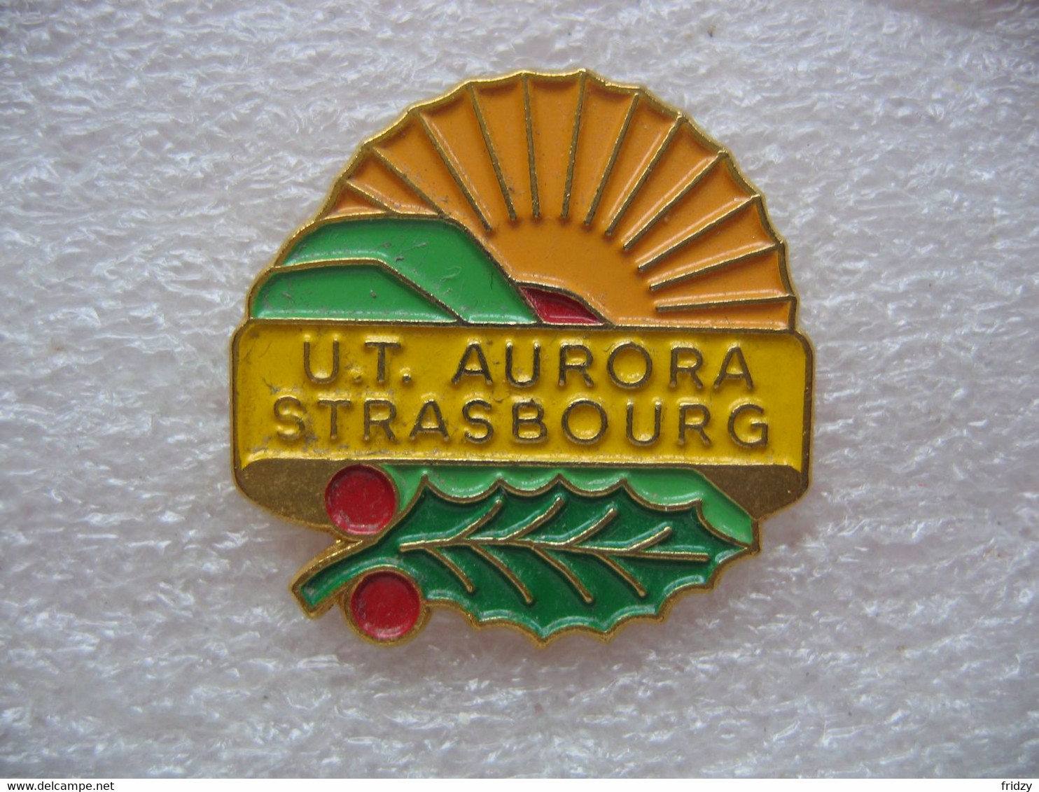 Pin's UT Aurora De STRASBOURG (Union De Tourisme AURORA) Avec 3 Sections: Marche D'orientation, Badminton Et Randonnée P - Bádminton