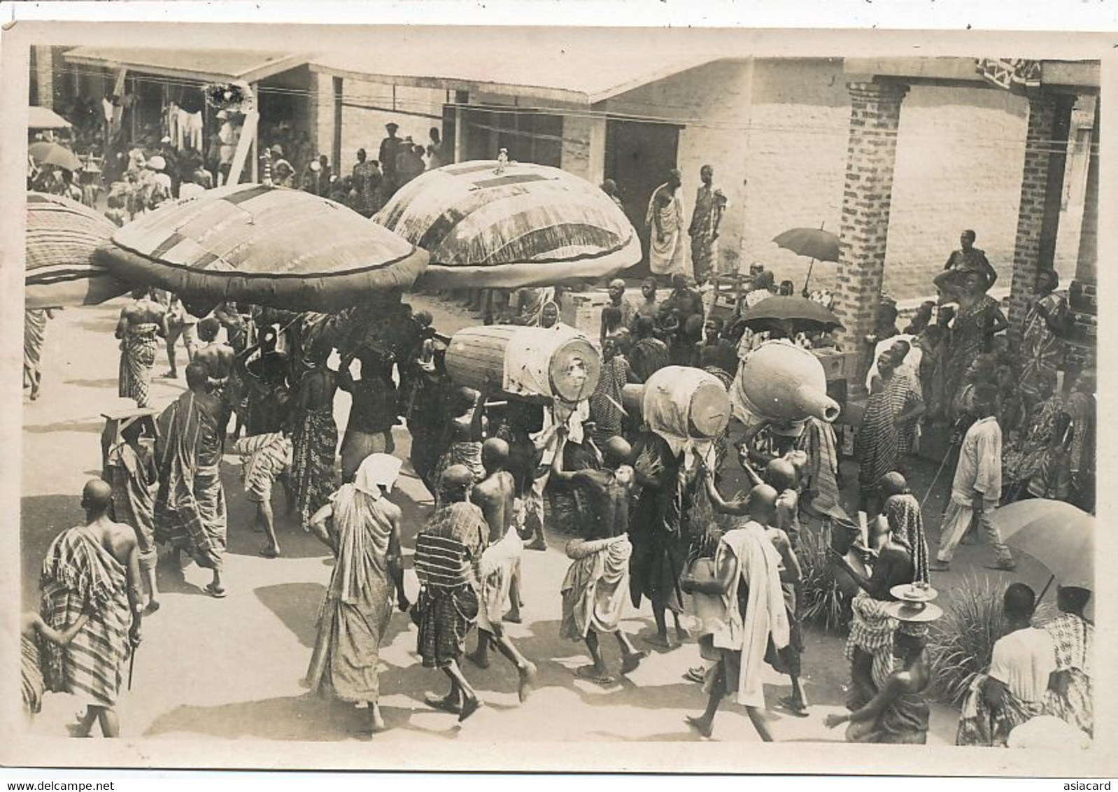 Real Photo Gambia  Street Band And Dancers With Huge Drums.  . Tambours Enormes . Danse - Gambia