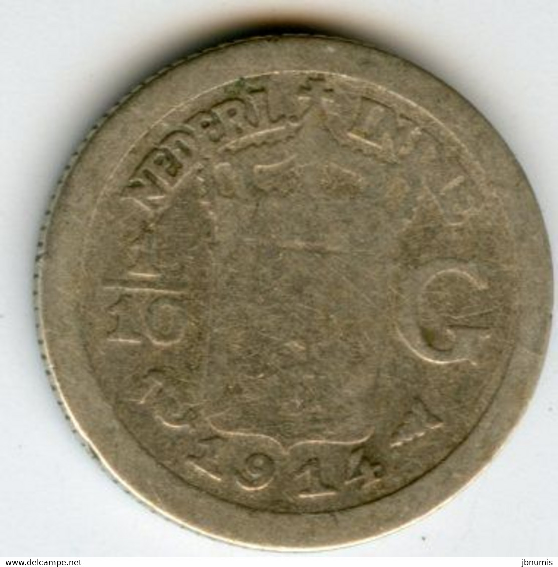 Indes Néerlandaises Netherlands East Indies 1/10 Gulden 1914 U Argent KM 311 - Indes Néerlandaises