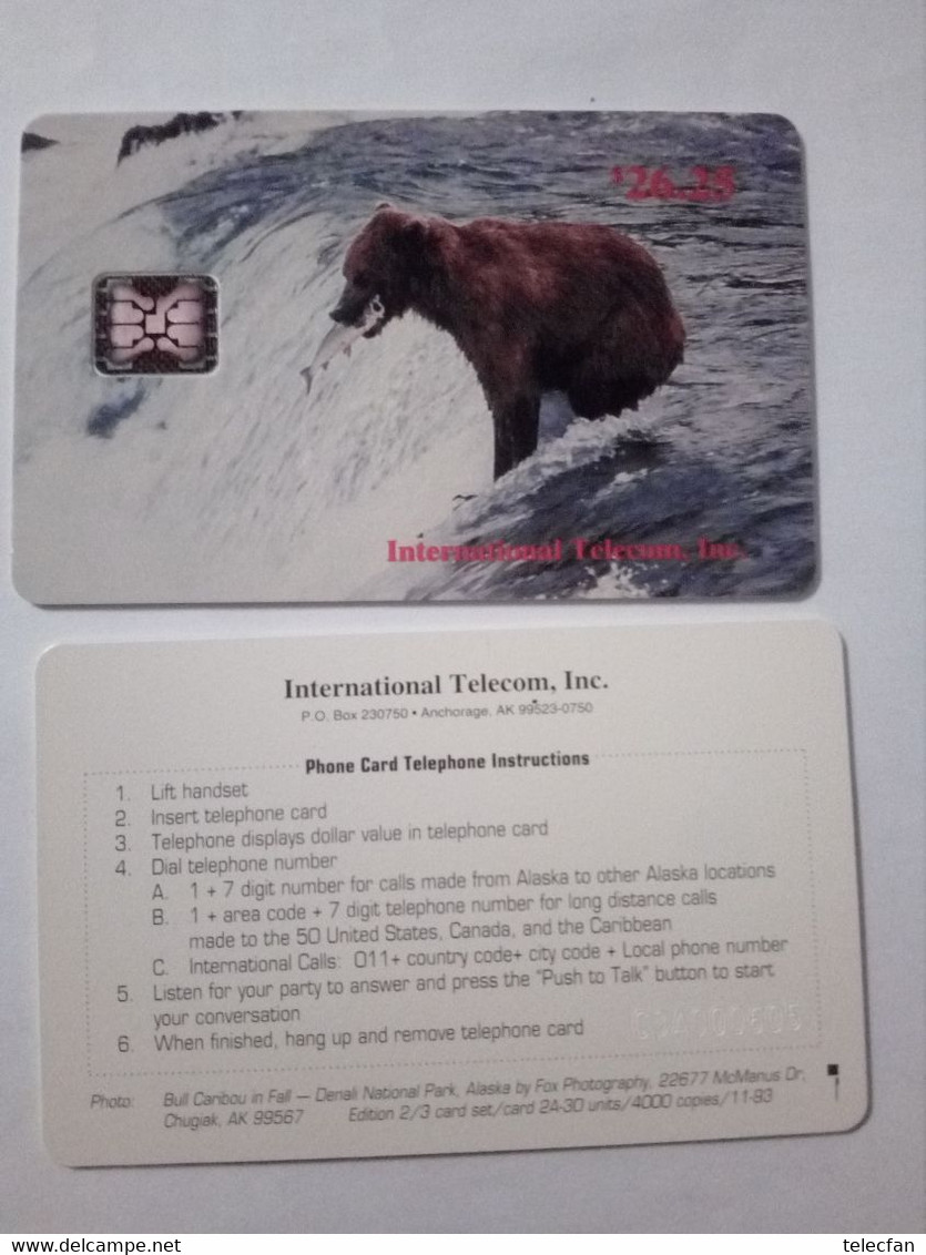 USA ALASKA OURS BEAR WITH SALMON 26.25$ SC5 N° C3A000604 TGE 4000 EX NEUVE MINT - Cartes à Puce