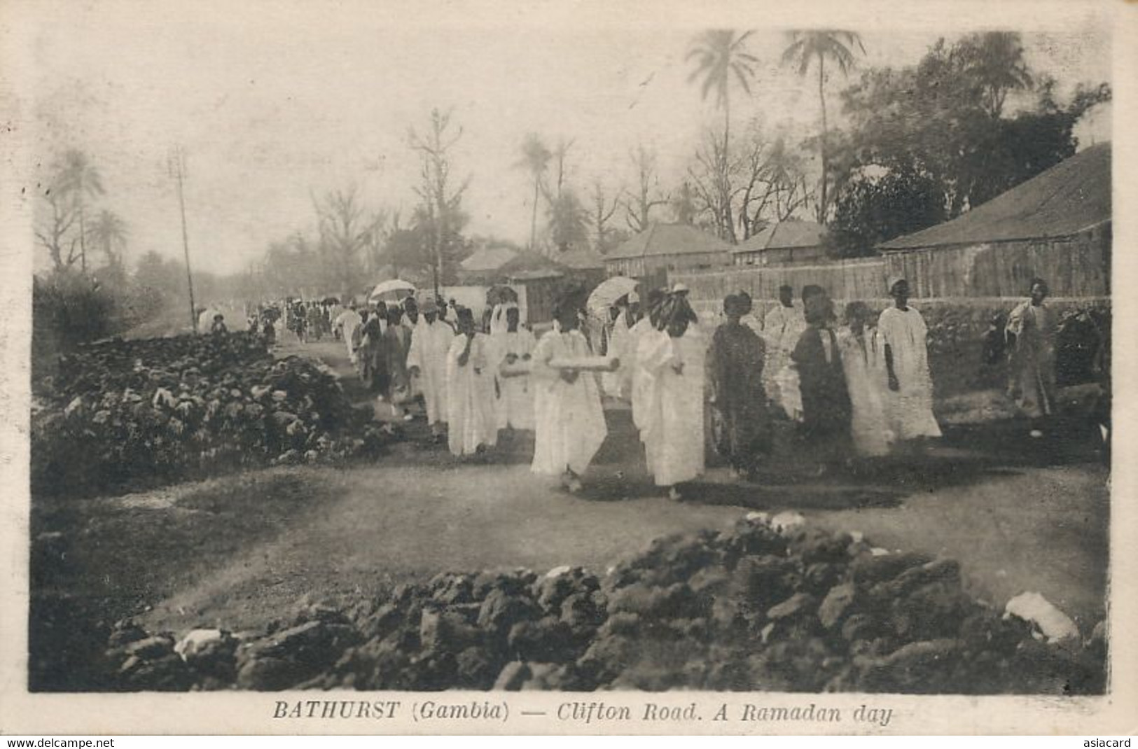 Bathurst Gambia Clifton Road . A Ramadan Day. Muslim Prayers - Gambia