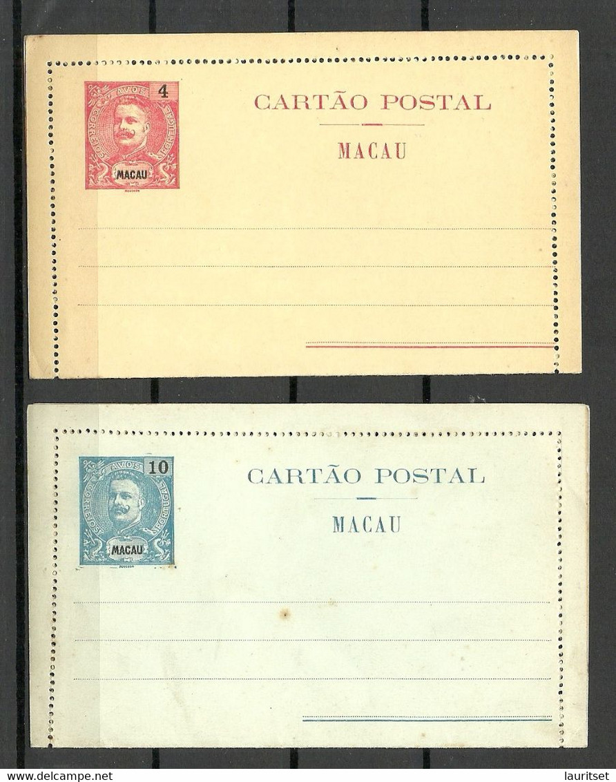 MACAU 1903/1905 Postal Stationery Ganzsachen Kartenbriefe Cartao Postal, Unused - Storia Postale