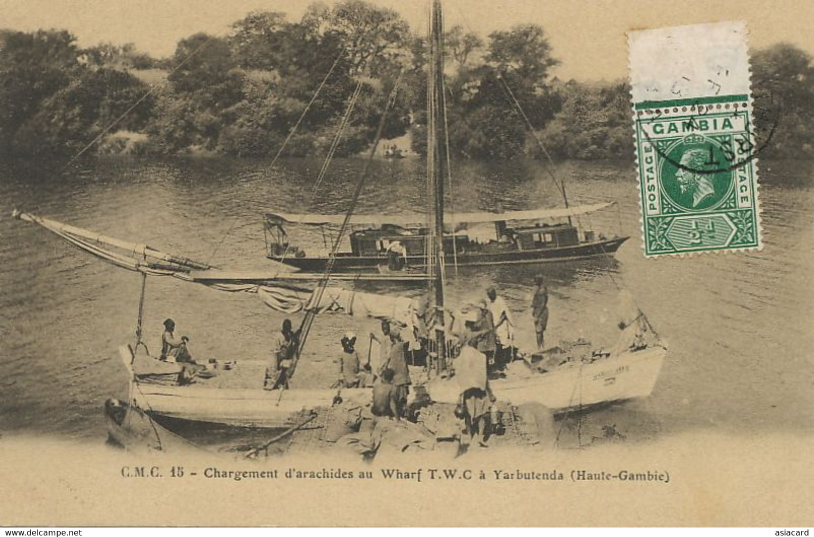 Gambia  Chargement Arachides Au Wharf T.W.C. à Yarbutenda  CMC 15 . Loading Peanuts ; P. Used Gambia - Gambie