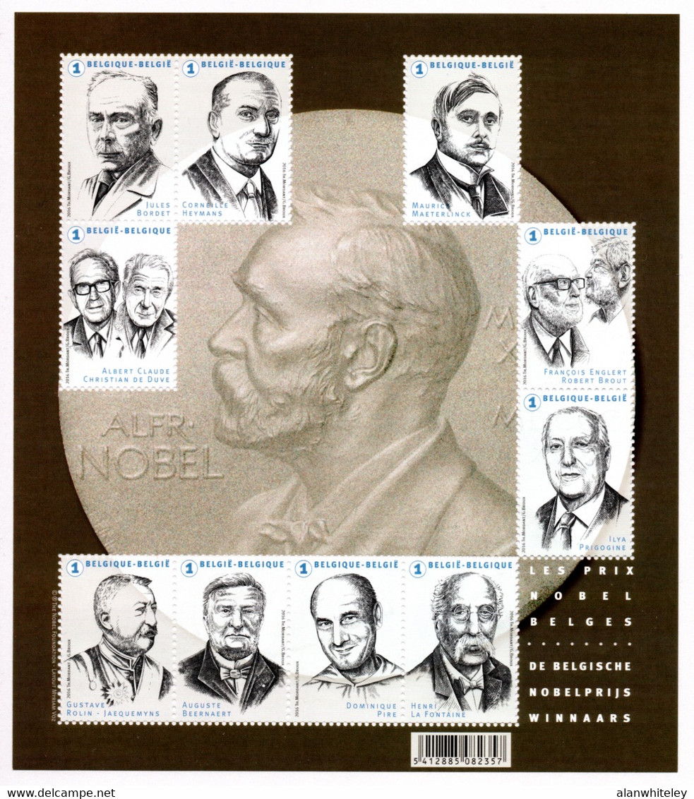 BELGIUM 2016 Belgian Nobel Prize Winners: Sheet Of 10 Stamps UM/MNH - 1961-2001