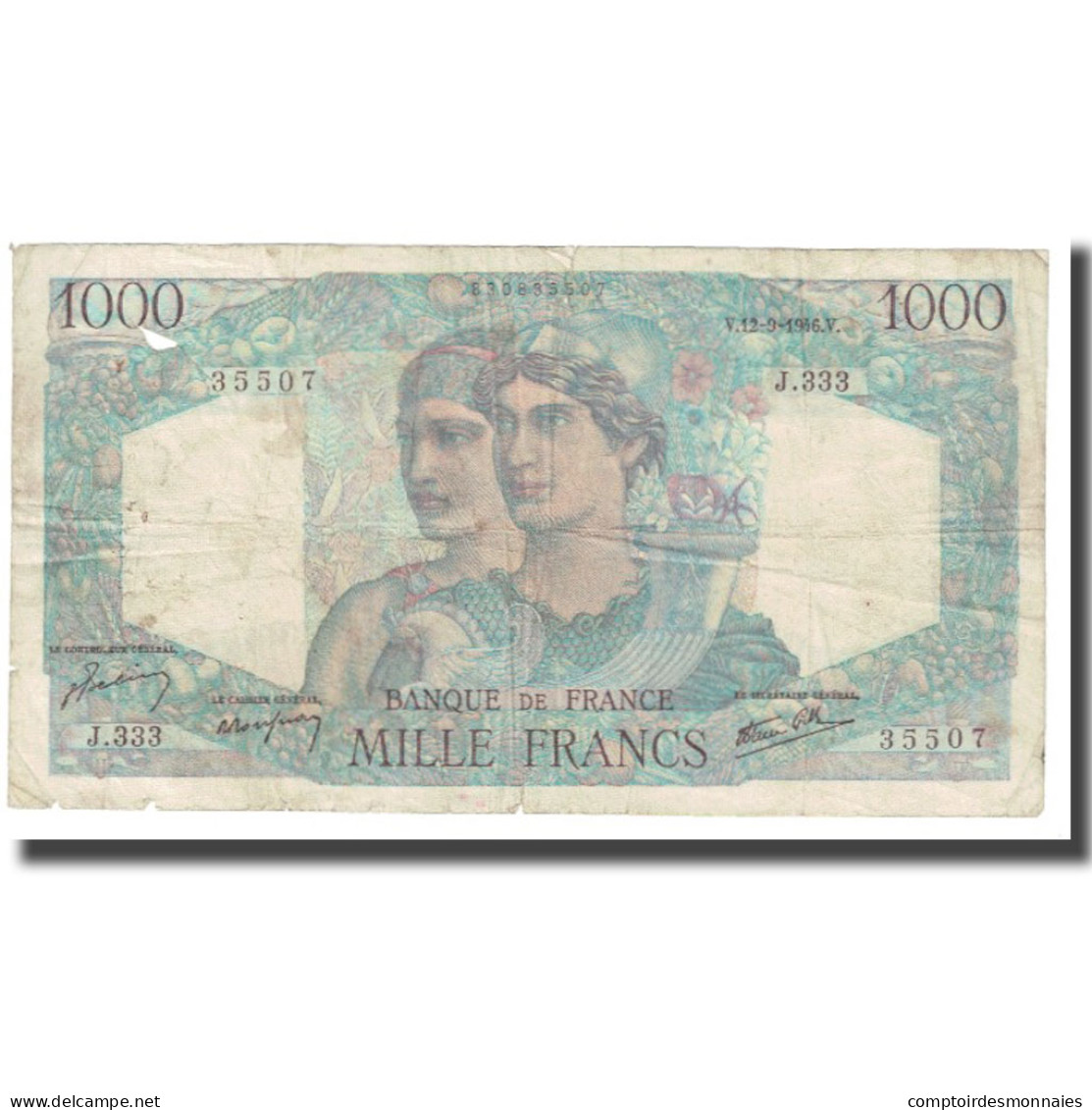 France, 1000 Francs, Minerve Et Hercule, 1946, P. Rousseau And R. Favre-Gilly - 1 000 F 1945-1950 ''Minerve Et Hercule''